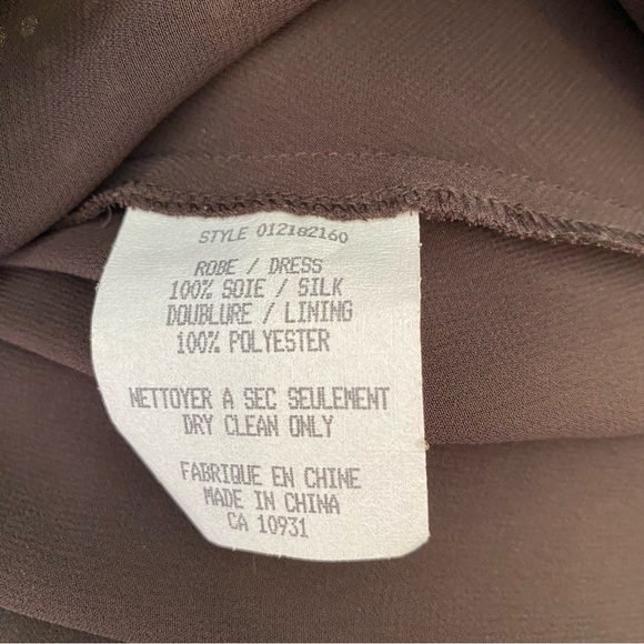 Adriana Papell 100% Silk Brown and White Polka Dot Maxi Dress - Picture 9 of 9